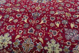 Close-up detail of 2000s Najafabad rug from Iran / Persia showing Wool weave