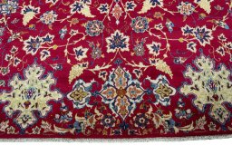 Full view of 2000s Najafabad rug from Iran / Persia, 437 × 312 cm in Red tones