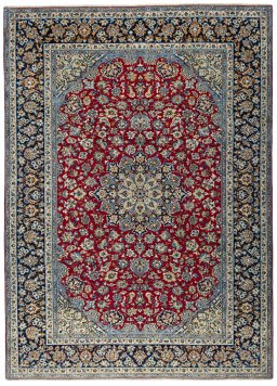 Full view of 2000s Najafabad rug from Iran / Persia, 414 × 300 cm in Red tones
