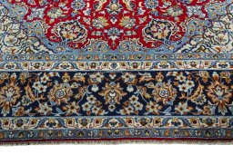 Full view of 2000s Najafabad rug from Iran / Persia, 414 × 300 cm in Red tones