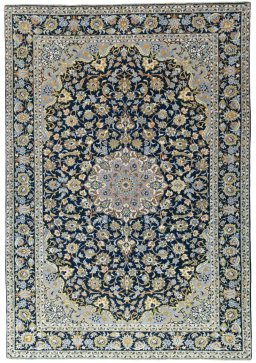 Full view of 2000s Najafabad rug from Iran / Persia, 344 × 237 cm in Blue tones