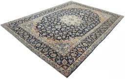Corner detail of 2000s Najafabad rug showing border pattern and Wool pile