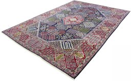 Corner detail of Unknown Najafabad rug showing border pattern and Wool pile