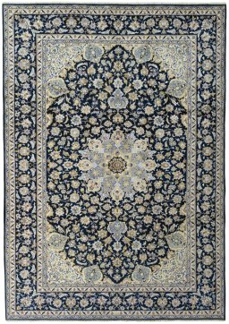 Full view of New Najafabad rug from Iran / Persia, 428 × 300 cm in Blue tones
