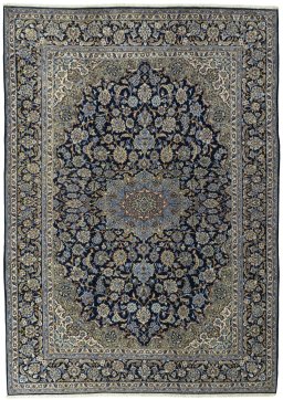 Full view of 2000s Najafabad rug from Iran / Persia, 357 × 255 cm in Blue tones
