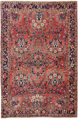 Full view of 1920s Sarough rug from Iran / Persia, 161 × 110 cm in Red tones