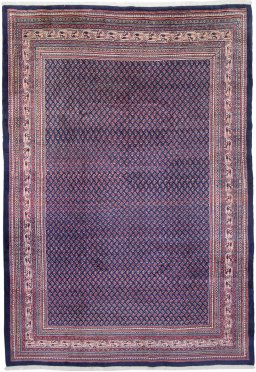 Full view of 1960s Sarough rug from Iran / Persia, 312 × 217 cm in Blue tones