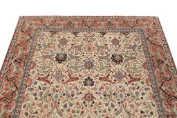 Surface texture of 1920s Sarough rug with natural Wool and intricate pattern