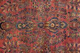 Close-up detail of 1900s Sarough rug from Iran / Persia showing Wool weave