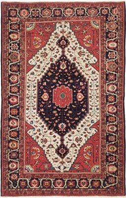 Full view of 1900s Sarough rug from Iran / Persia, 200 × 127 cm in Red tones
