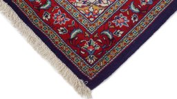 Backside of handmade New Sarough rug showing knot structure and weave density