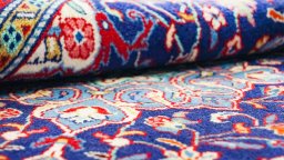 Close-up detail of New Sarough rug from Iran / Persia showing Wool weave