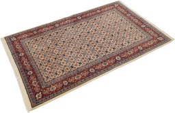 Full view of New Sarough rug from Iran / Persia, 228 × 140 cm in Cream tones