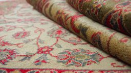 Close-up detail of 1990s Sarough rug from Iran / Persia showing Wool weave