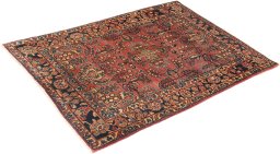 Corner detail of 1920s Sarough rug showing border pattern and Wool pile