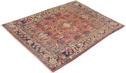 Close-up detail of 1920s Sarough rug from Iran / Persia showing Wool weave