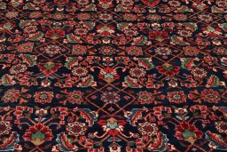Full view of 1950s Sarough rug from Iran / Persia, 310 × 214 cm in Dark blue tones