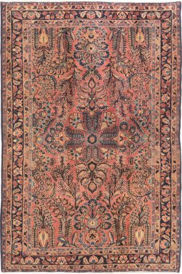 Full view of 1930s Sarough rug from Iran / Persia, 189 × 129 cm in Red tones