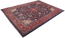 Close-up detail of 1990s Sarough rug from Iran / Persia showing Wool weave