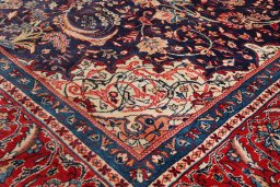 Close-up detail of 1990s Sarough rug from Iran / Persia showing Wool weave