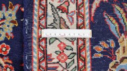 Full view of 1960s Sarough rug from Iran / Persia, 564 × 80 cm in Dark blue tones