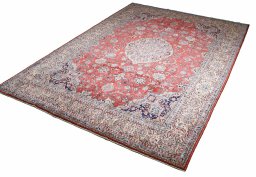 Surface texture of 2000s Sarough rug with natural Cork and intricate pattern