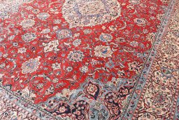Full view of 2000s Sarough rug from Iran / Persia, 397 × 268 cm in Red tones