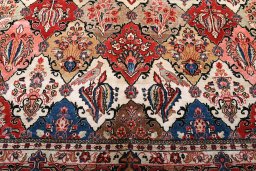 Backside of handmade 2000s Sarough rug showing knot structure and weave density