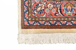 Backside of handmade 2000s Sarough rug showing knot structure and weave density