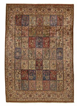 Full view of 2000s Sarough rug from Iran / Persia, 347 × 241 cm in Multi Color tones