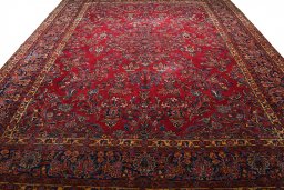 Surface texture of 1930s Sarough rug with natural Cork and intricate pattern