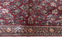 Full view of 1970s Sarough rug from Iran / Persia, 194 × 125 cm in Red tones