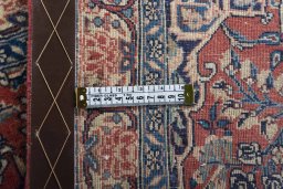 Backside of handmade 2000s Sarough rug showing knot structure and weave density