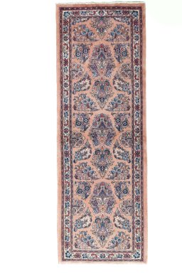 Full view of New Sarough rug from Iran / Persia, 204 × 71 cm in Red tones
