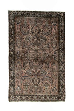 Full view of 1930s Sarough rug from Iran / Persia, 204 × 127 cm in Red tones