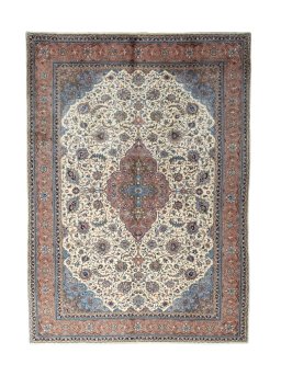 Full view of New Sarough rug from Iran / Persia, 351 × 252 cm in Beige tones