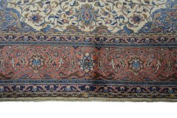 Full view of New Sarough rug from Iran / Persia, 351 × 252 cm in Beige tones
