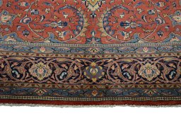 Full view of 2000s Sarough rug from Iran / Persia, 375 × 283 cm in Red tones