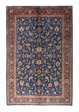 Full view of 1970s Sarough rug from Iran / Persia, 315 × 215 cm in Blue tones