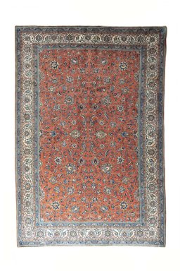 Full view of New Sarough rug from Iran / Persia, 357 × 244 cm in Red tones