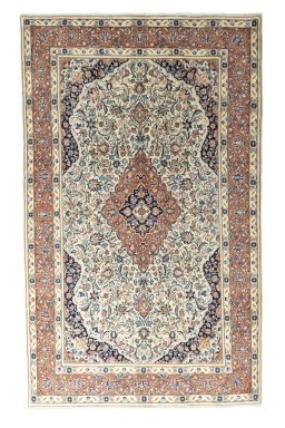 Full view of New Sarough rug from Iran / Persia, 316 × 194 cm in Beige tones