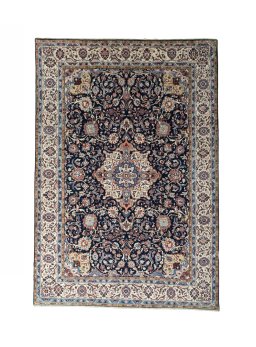 Full view of 2000s Sarough rug from Iran / Persia, 347 × 240 cm in Blue tones