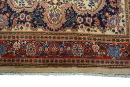 Full view of New Sarough rug from Iran / Persia, 201 × 137 cm in Beige tones