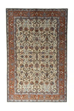 Full view of New Sarough rug from Iran / Persia, 315 × 203 cm in Beige tones