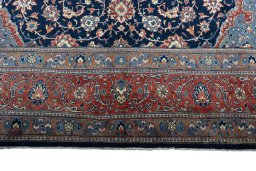 Full view of New Sarough rug from Iran / Persia, 411 × 286 cm in Blue tones