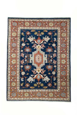 Full view of New Sarough rug from Iran / Persia, 323 × 245 cm in Blue tones