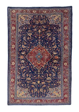 Full view of New Sarough rug from Iran / Persia, 210 × 135 cm in Blue tones