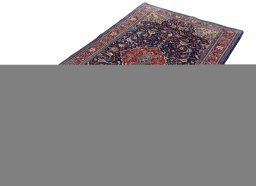 Corner detail of New Sarough rug showing border pattern and Wool pile