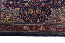 Full view of New Sarough rug from Iran / Persia, 210 × 135 cm in Blue tones
