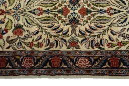 Full view of New Sarough rug from Iran / Persia, 339 × 64 cm in Beige tones